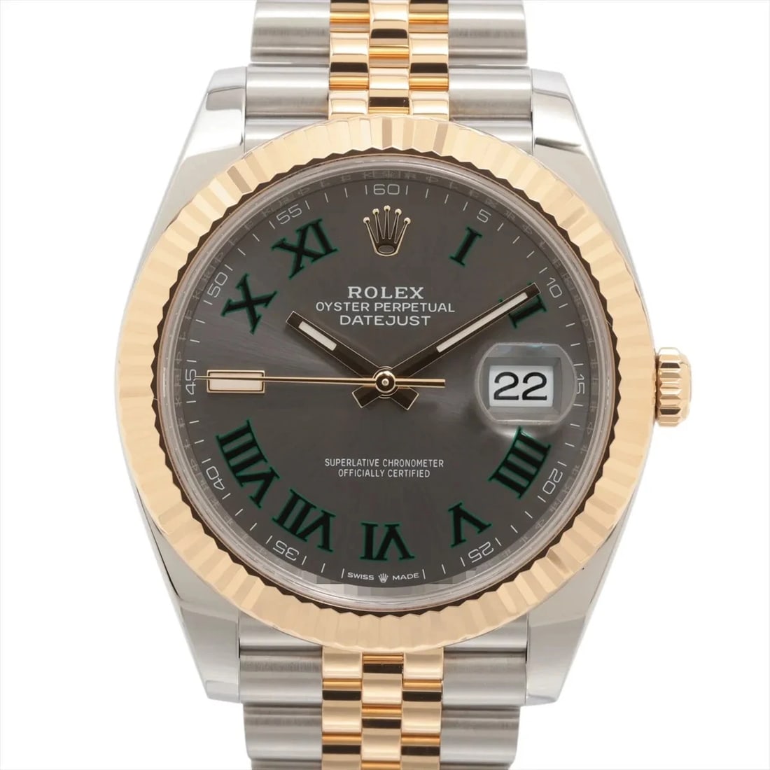 ROLEX DATEJUST SS×YG SLATE: Rolex Datejust SS×YG Slate Brand: Rolex Type: Wristwatch Material: SS×YG Color: Dial Color slate Size: Case:W1.6 x H1.6inch / W41 x H41 Circumference of Wrist:7.3inch / 18.5 Accessories: None