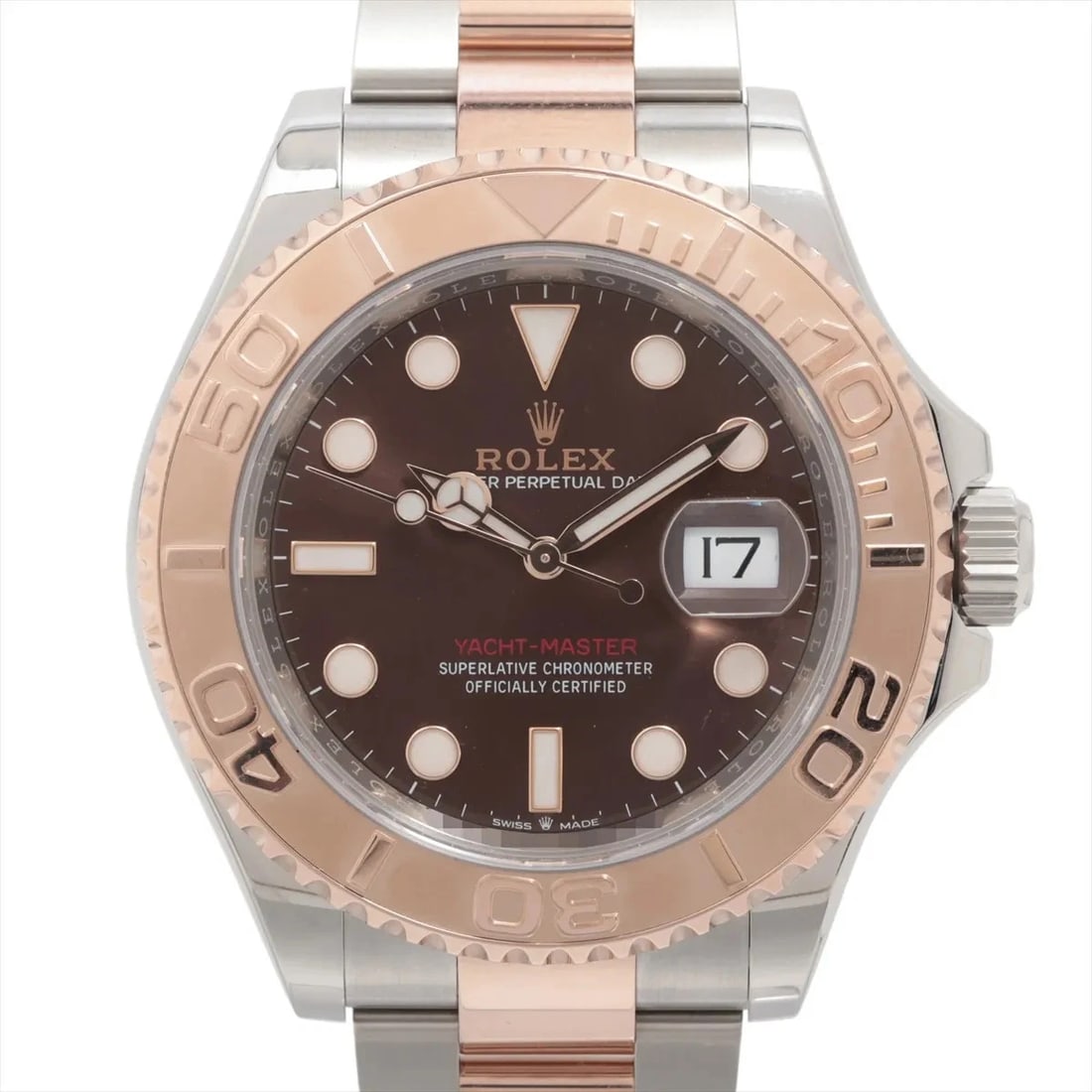 ROLEX YACHT MASTER PG×SS CHOCOLATE: Rolex Yacht Master PG×SS Chocolate Brand: Rolex Type: Wristwatch Material: SS×PG Color: Dial Color Chocolate Size: Case:W1.6 x H1.6inch / W40 x H40 Circumference of Wrist:7.7inch / 19.5 Accesso
