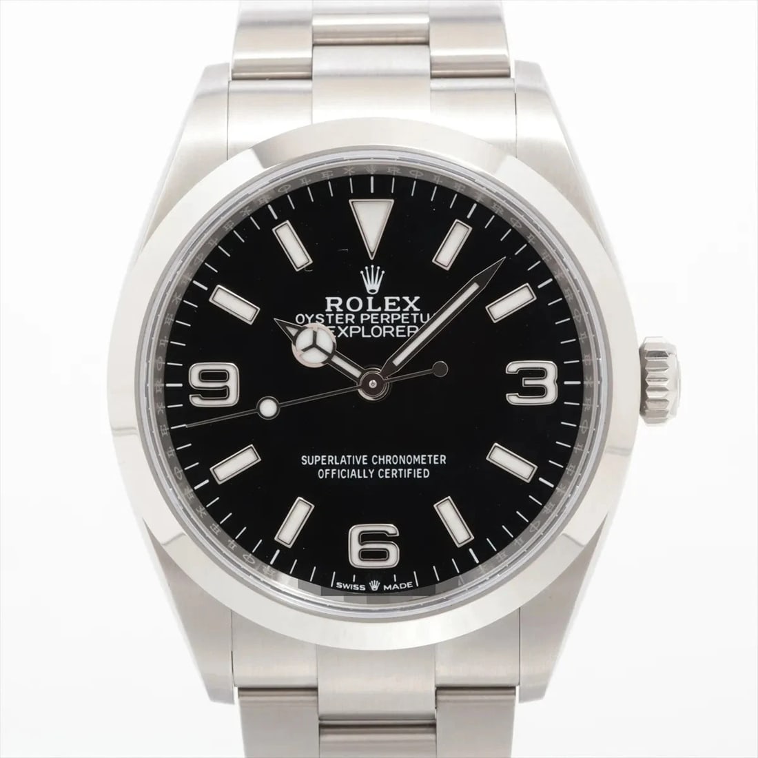 ROLEX EXPLORER SS BLACK: Rolex EXPLORER SS black Brand: Rolex Type: Wristwatch Material: SS Color: Dial Color Black Size: Case:W1.2 x H1.2inch / W36 x H36 Circumference of Wrist:6.7inch / 17 Accessories: None