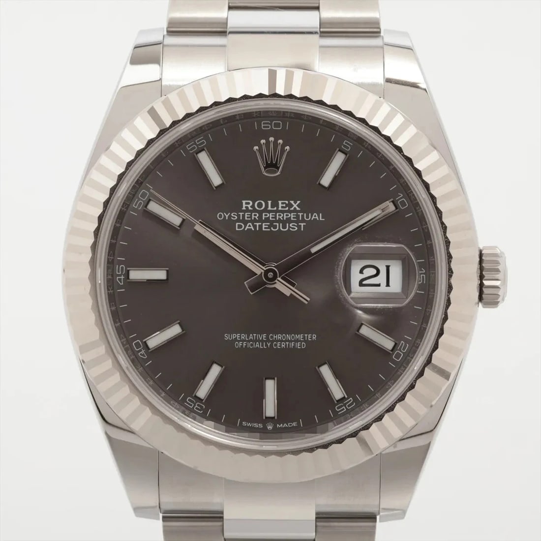 ROLEX DATEJUST SS×WG SLATE: Rolex Datejust SS×WG Slate Brand: Rolex Type: Wristwatch Material: SS×WG Color: Dial Color slate Size: Case:W1.6 x H1.6inch / W41 x H41 Circumference of Wrist:7.3inch / 18.5 Accessories: