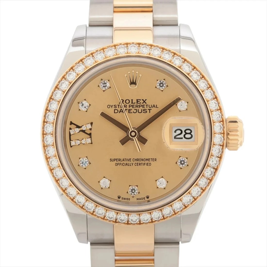 ROLEX DATEJUST SS×YG CHAMPAGNE: Rolex Datejust SS×YG Champagne Brand: Rolex Type: Wristwatch Material: SS×YG Color: Dial Color Champagne Size: Case:W0.8 x H0.8inch / W28 x H28 Circumference of Wrist:5.9inch / 15 Accessories: