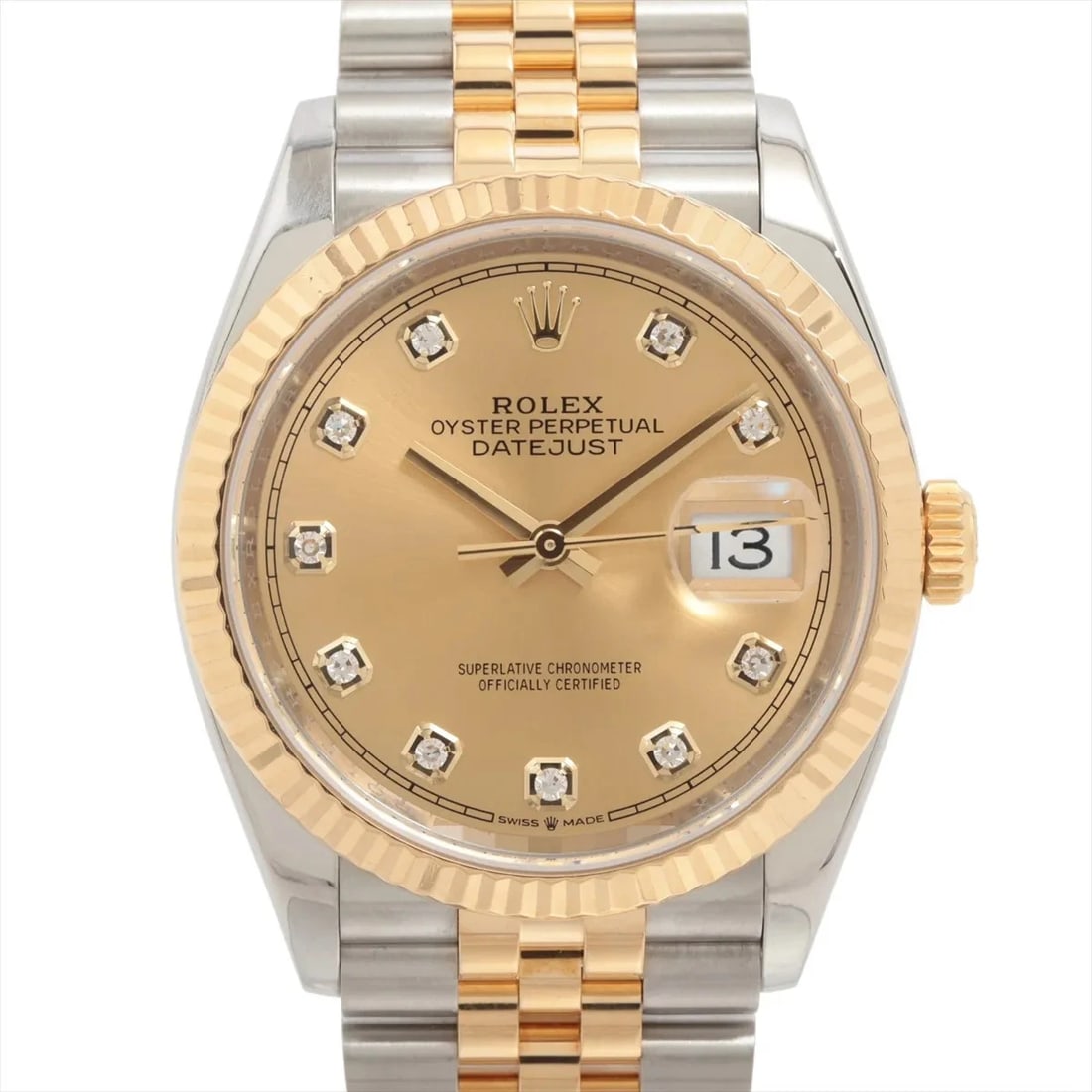 ROLEX DATEJUST SS×YG CHAMPAGNE: Rolex DATEJUST SS×YG Champagne Brand: Rolex Type: Wristwatch Material: SS×YG Color: Dial Color Champagne Size: Case:W1.2 x H1.2inch / W36 x H36 Circumference of Wrist:7.9inch / 20 Accessories: