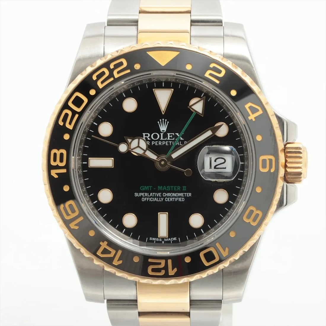 ROLEX GMT MASTER SS×YG BLACK: Rolex GMT Master SS×YG black Brand: Rolex Type: Wristwatch Material: SS×YG Color: Dial Color Black Size: Case:W1.6 x H1.6inch / W40 x H40 Circumference of Wrist:5.1inch / 13 Accessories: None