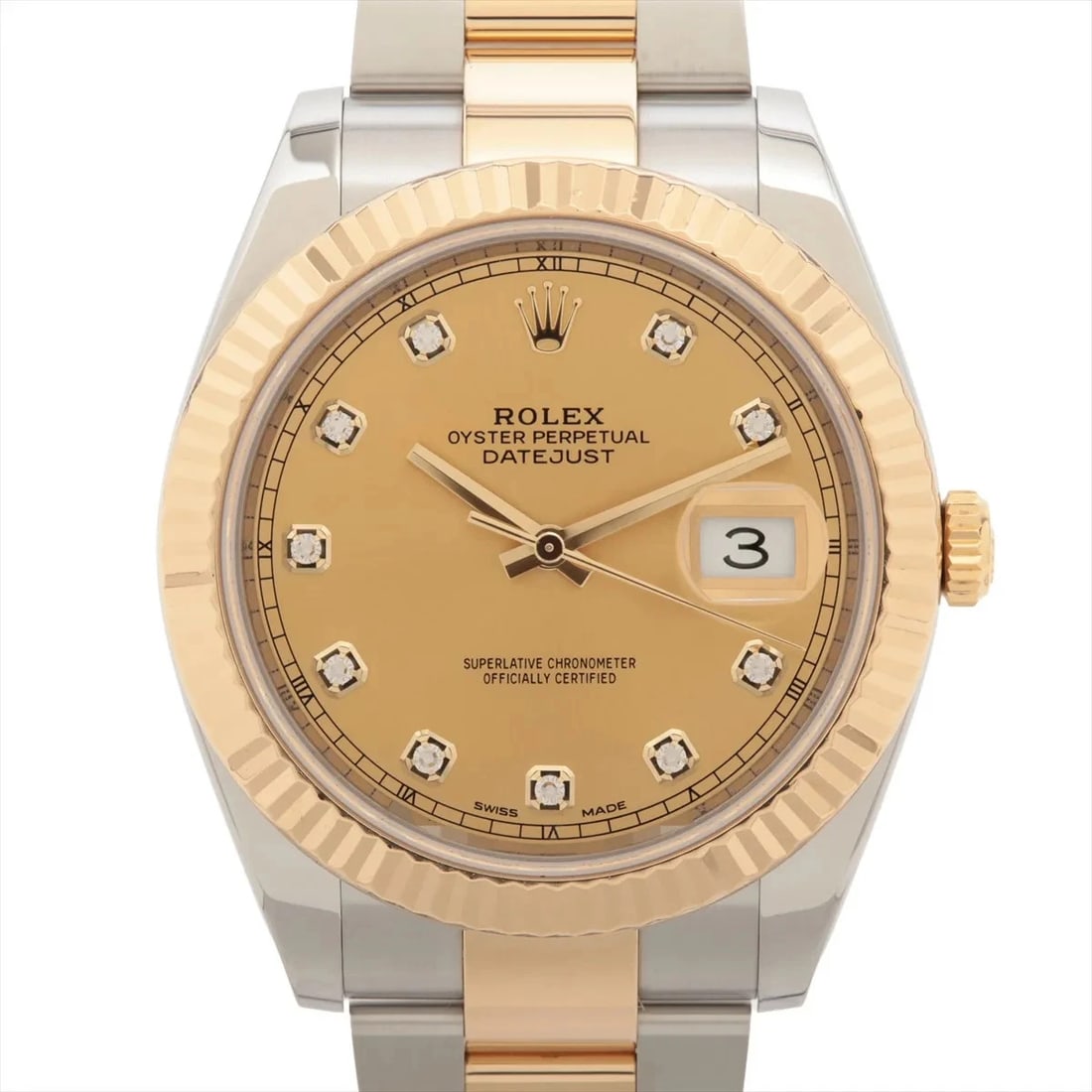 ROLEX DATEJUST SS×YG CHAMPAGNE: Rolex Datejust SS×YG Champagne Brand: Rolex Type: Wristwatch Material: SS×YG Color: Dial Color Champagne Size: Case:W1.6 x H1.6inch / W41 x H41 Circumference of Wrist:7.1inch / 18 
