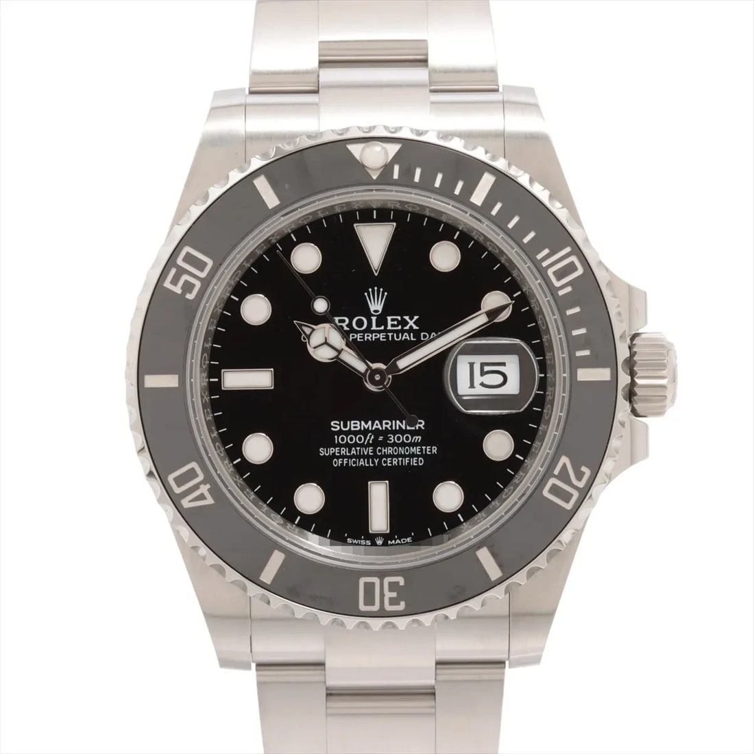 ROLEX SUBMARINER SS BLACK: Rolex SUBMARINER SS Black Brand: Rolex Type: Wristwatch Material: SS Color: Dial Color Black Size: Case:W1.6 x H1.6inch / W41 x H41 Circumference of Wrist:7.1inch / 18 Accessories: None