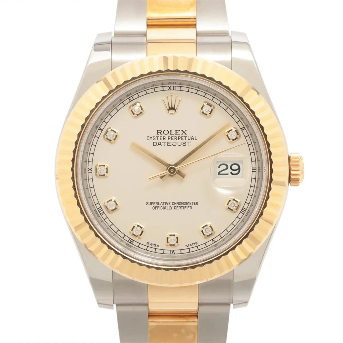 ROLEX DATEJUST SS×YG SILVER: Rolex Datejust SS×YG Silver Brand: Rolex Type: Wristwatch Material: SS×YG Color: Dial Color Silver Size: Case:W1.6 x H1.6inch / W41 x H41 Circumference of Wrist:7.3inch / 18.5 Accessories: None