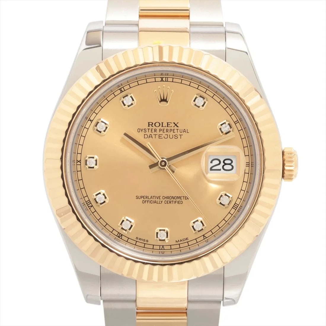 ROLEX DATEJUST SS×YG CHAMPAGNE: Rolex Datejust SS×YG Champagne Brand: Rolex Type: Wristwatch Material: SS×YG Color: Dial Color Champagne Size: Case:W1.6 x H1.6inch / W41 x H41 Circumference of Wrist:6.7inch / 17 