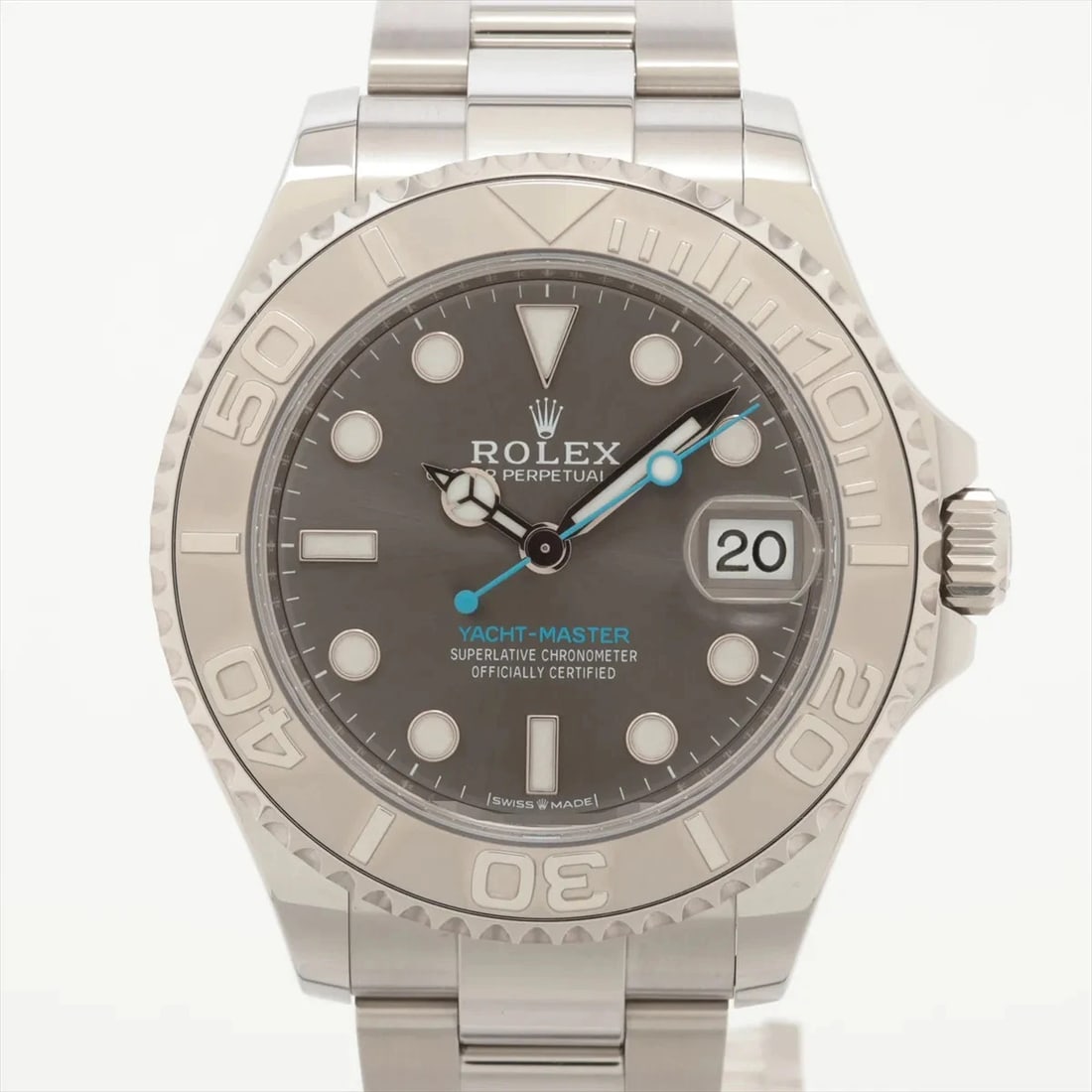 ROLEX YACHT MASTER PT×SS SLATE: Rolex Yacht Master PT×SS Slate Brand: Rolex Type: Wristwatch Material: PT×SS Color: Dial Color slate Size: Case:W1.2 x H1.2inch / W37 x H37 Circumference of Wrist:5.9inch / 15 Accessories: None