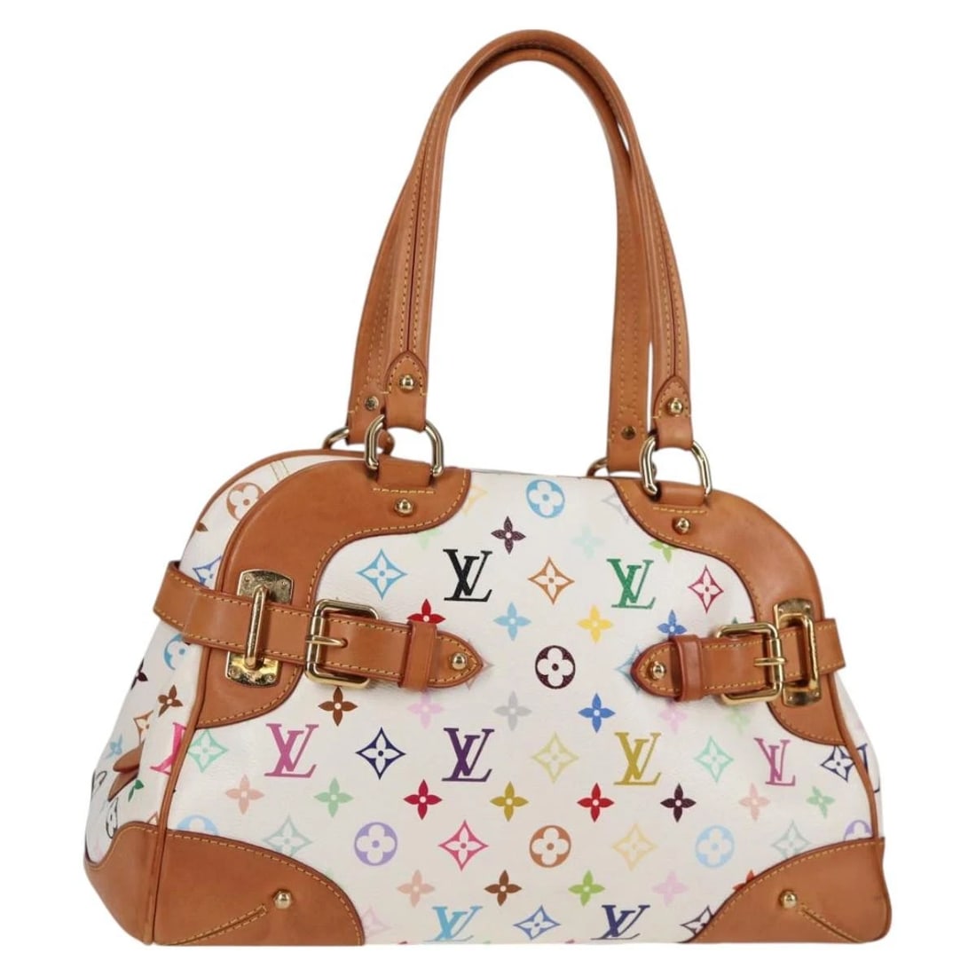 LOUIS VUITTON MONOGRAM MULTICOLOR CLAUDIA HAND BAG: LOUIS VUITTON Monogram Multicolor Claudia Hand Bag Brand: LOUIS VUITTON Type: Hand Bag Material: Monogram Multicolor Canvas Color: White Size: W14.2 x H9.1 x D6.7inch(Approx) Shoulder Drop:7.9inch
