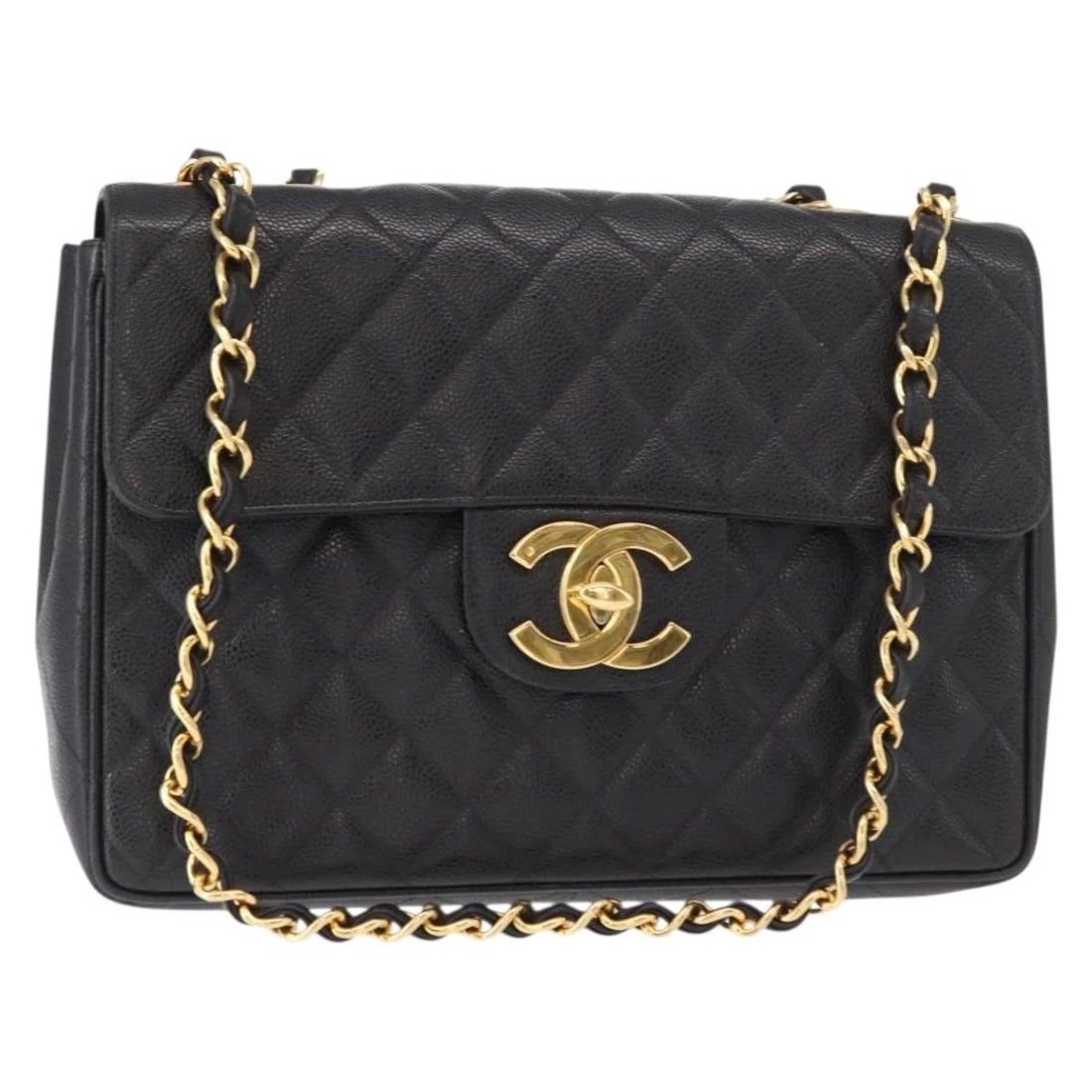 CHANEL MATELASSE 30 CHAIN SHOULDER BAG GRAINED: CHANEL Matelasse 30 Chain Shoulder Bag Grained Brand: CHANEL Type: Shoulder Bag Material: Caviar Skin Color: Black/Gold Size: W9.4 x H7.5 x D3.1inch(Approx) Shoulder Drop:13.8 - 24.4inch(Approx)
