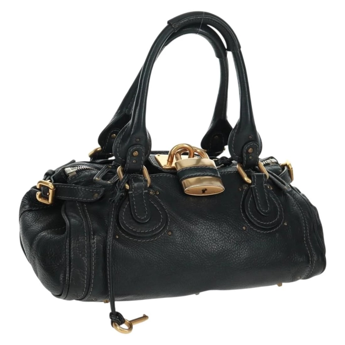 CHLOE PADDINGTON HAND BAG LEATHER BLACK GOLD: Chloe Paddington Hand Bag Leather Black Gold Brand: Chloe Type: Hand Bag Material: Leather Color: Black/Gold/Silver Size: W14.2 x H6.7 x D7.9inch(Approx) Handle Drop:7.9inch(Approx) Accessories: