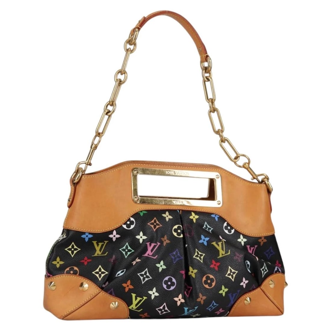 LOUIS VUITTON MONOGRAM MULTICOLOR JUDY MM BAG: LOUIS VUITTON Monogram Multicolor Judy MM Bag Brand: LOUIS VUITTON Type: Hand Bag Material: Monogram Multicolor Canvas Color: Black Size: W14.2 x H9.4 x D3.5inch(Approx) Shoulder Drop:8.3inch(Appr