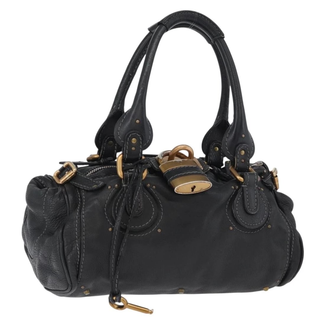 CHLOE PADDINGTON HAND BAG LEATHER BLACK GOLD SILVER (1 of 9)