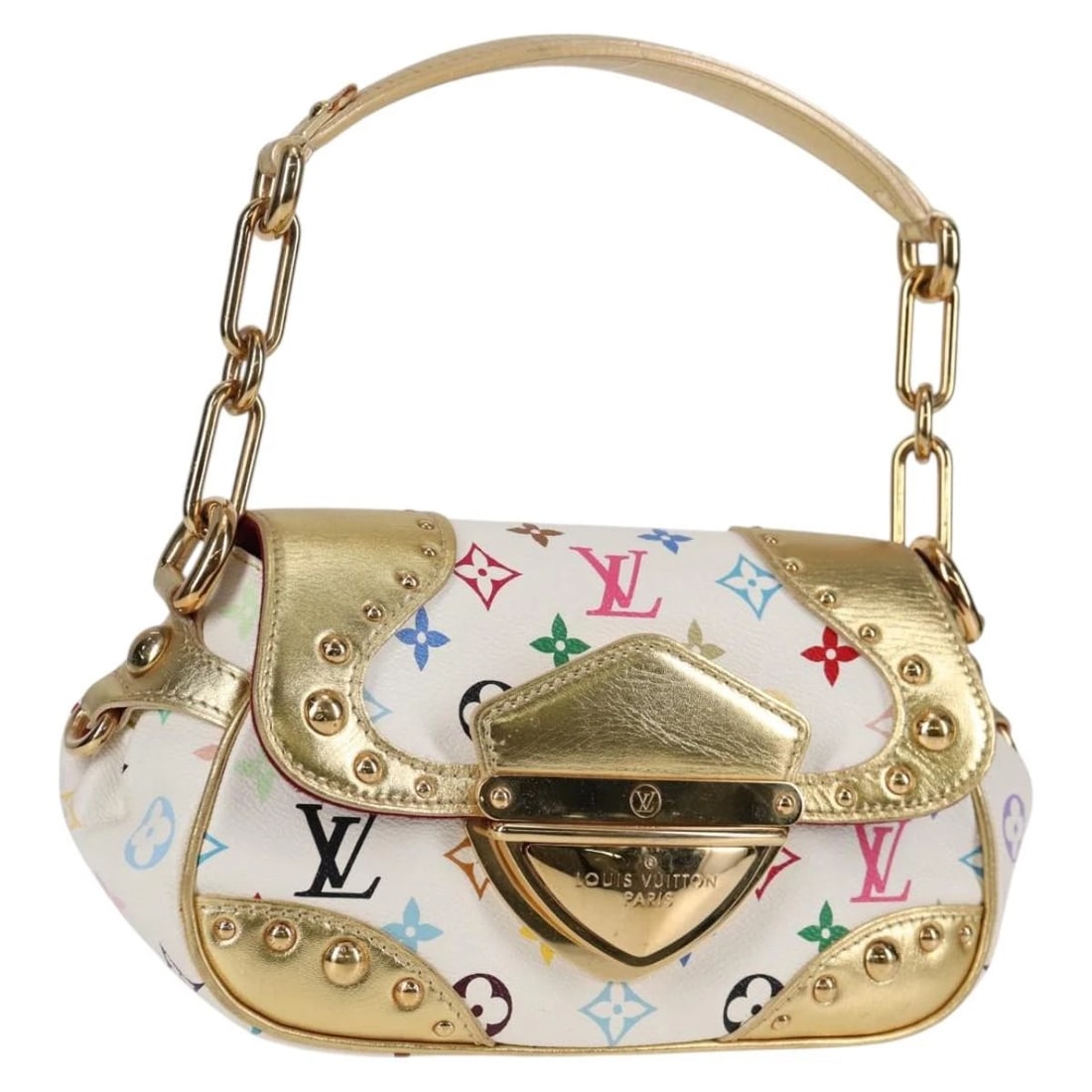 LOUIS VUITTON MONOGRAM MULTICOLOR MARILYN SHOULDER BAG: LOUIS VUITTON Monogram Multicolor Marilyn Shoulder Bag Brand: LOUIS VUITTON Type: Shoulder Bag Material: Monogram Multicolor Canvas Color: White Size: W9.8 x H4.7 x D4.3inch(Approx) Accessories: