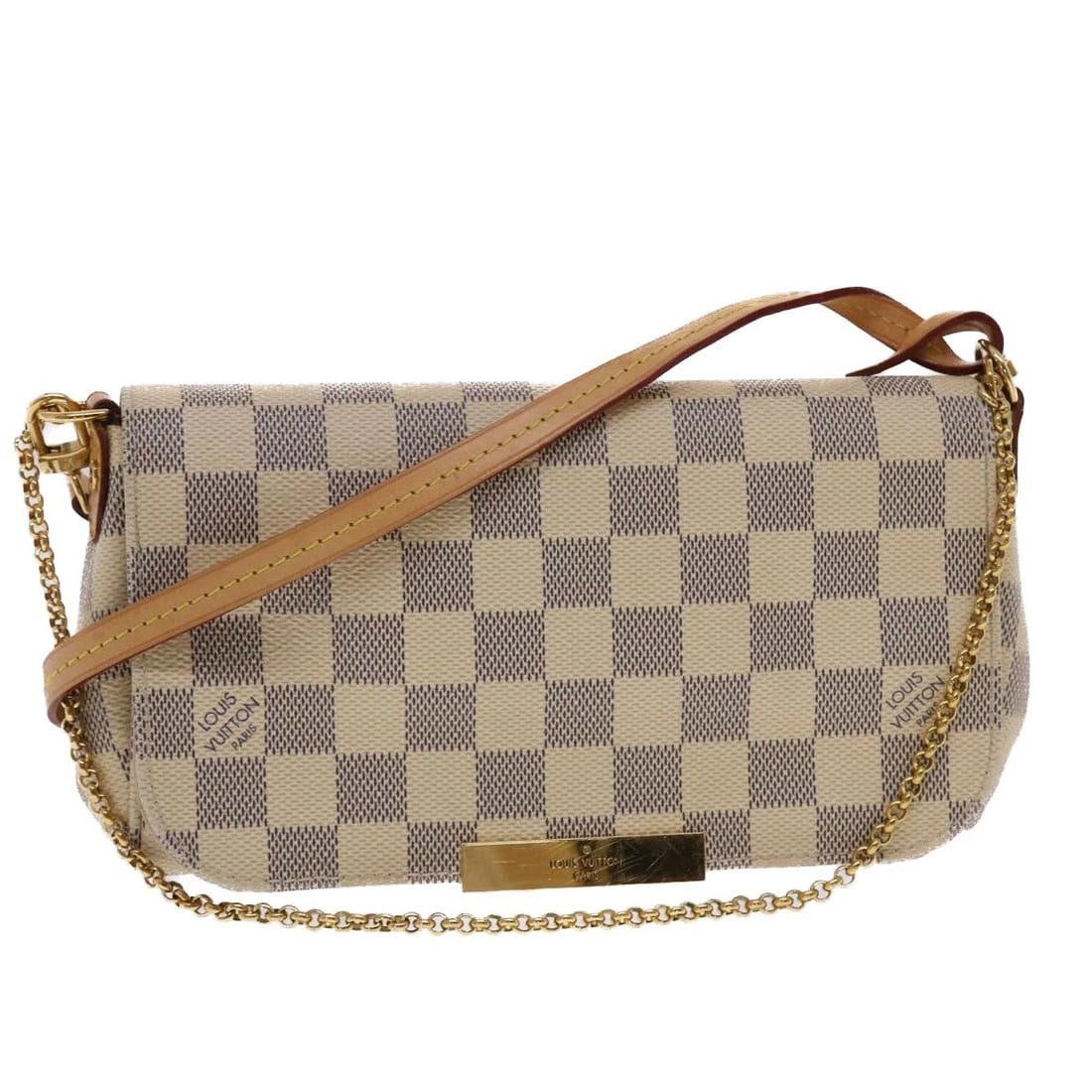 LOUIS VUITTON DAMIER AZUR FAVORIT PM SHOULDER BAG: LOUIS VUITTON Damier Azur Favorit PM Shoulder Bag Brand: LOUIS VUITTON Type: Shoulder Bag Material: Damier Azur Canvas Color: Damier Azur Size: W8.3 x H4.3 x D1.6inch(Approx) Shoulder Drop:21.3inc