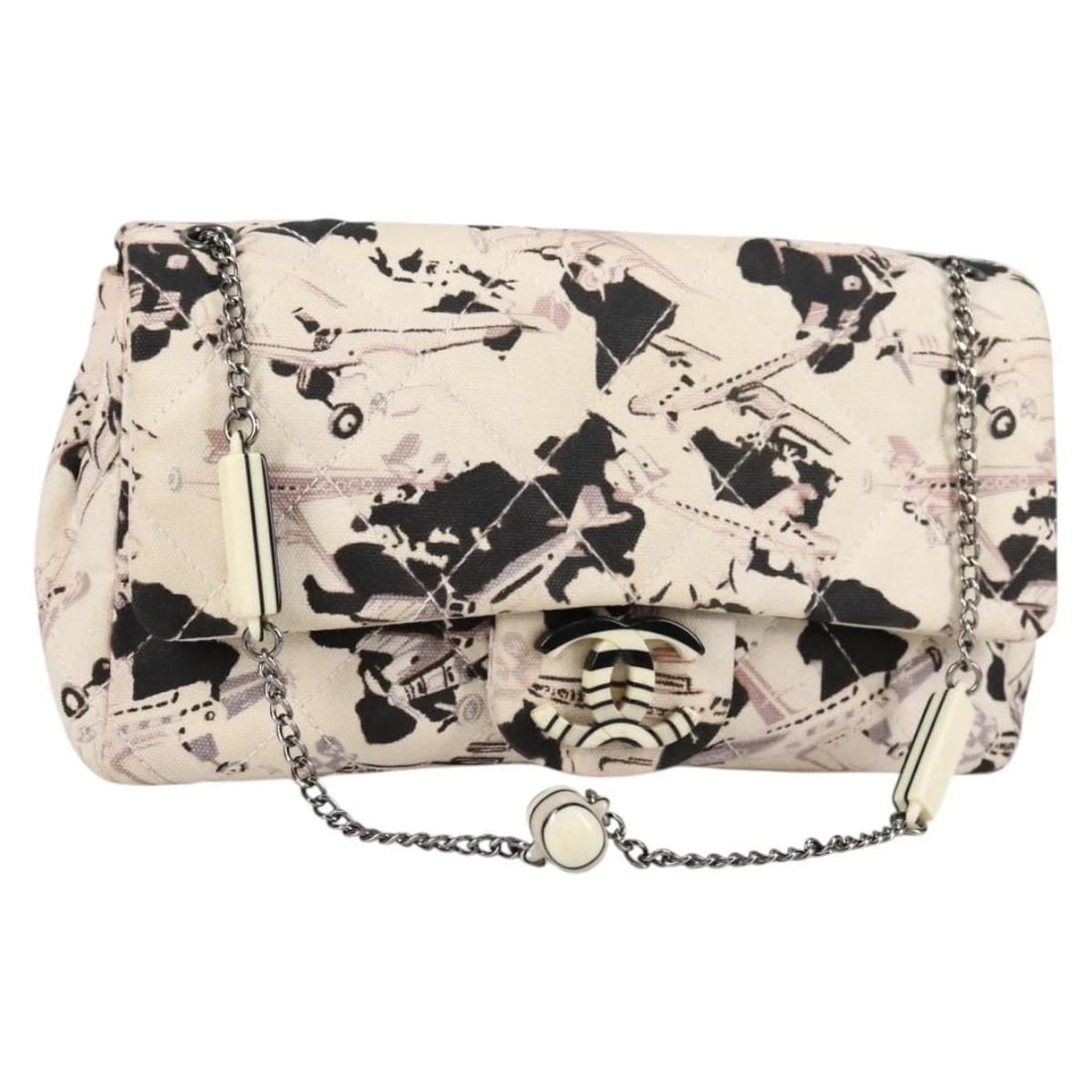 CHANEL AIRLINE SHOULDER BAG CANVAS BEIGE: CHANEL Airline Shoulder Bag Canvas Beige Brand: CHANEL Type: Shoulder Bag Material: Canvas Color: Beige/Silver Size: W9.8 x H5.1 x D2.4inch(Approx) Shoulder Drop:8.7inch(Approx) Accessories: None