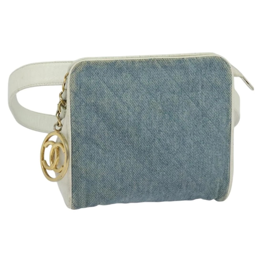 CHANEL MATELASSE WAIST BAG DENIM BLUE GOLD: CHANEL Matelasse Waist Bag Denim Blue Gold Brand: CHANEL Type: Waist bag Material: Canvas Color: Blue/Gold Size: W5.9 x H5.9 x D1.6inch(Approx) Shoulder:31.5inch(Approx) Accessories: None
