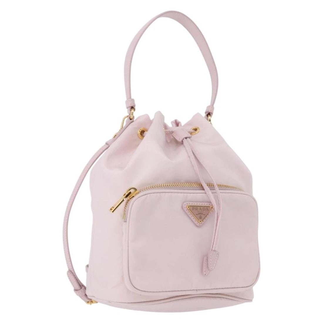 PRADA HAND BAG NYLON 2WAY RE-NYLON PINK GOLD: PRADA Hand Bag Nylon 2way Re-Nylon Pink Gold Brand: PRADA Type: Hand Bag Material: Nylon Color: Pink/Gold Size: W7.1 x H9.1 x D3.9inch(Approx) Shoulder Drop:18.1 - 26.0inch(Approx) Accessories: N