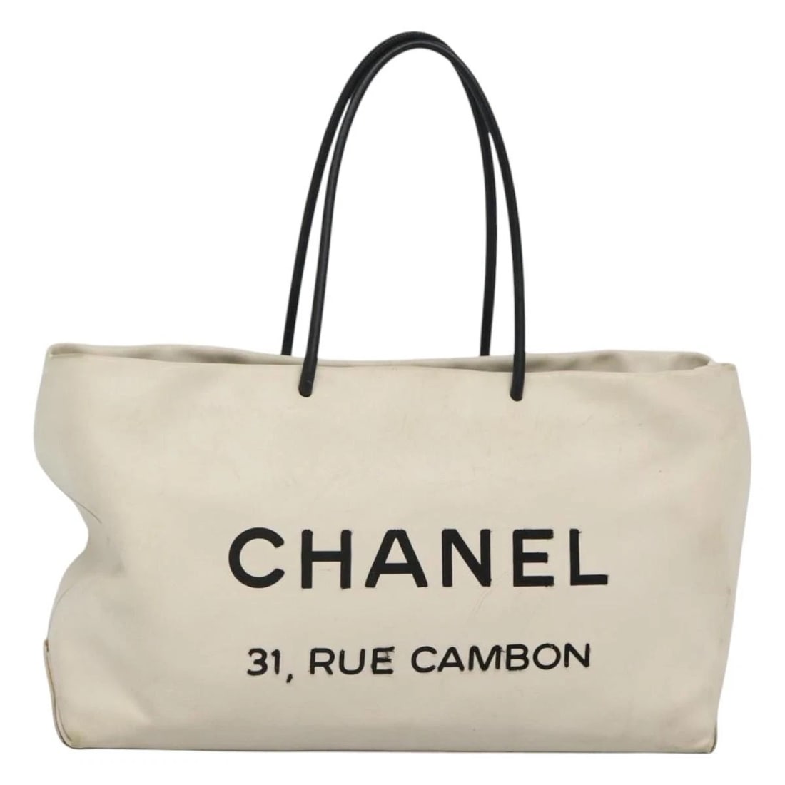CHANEL TOTE BAG LEATHER WHITE SILVER: CHANEL Tote Bag Leather White Silver Brand: CHANEL Type: Tote Bag Material: Leather Color: White/Silver Size: W18.1 x H9.4 x D4.7inch(Approx) Handle Drop:7.9inch(Approx) Accessories: None