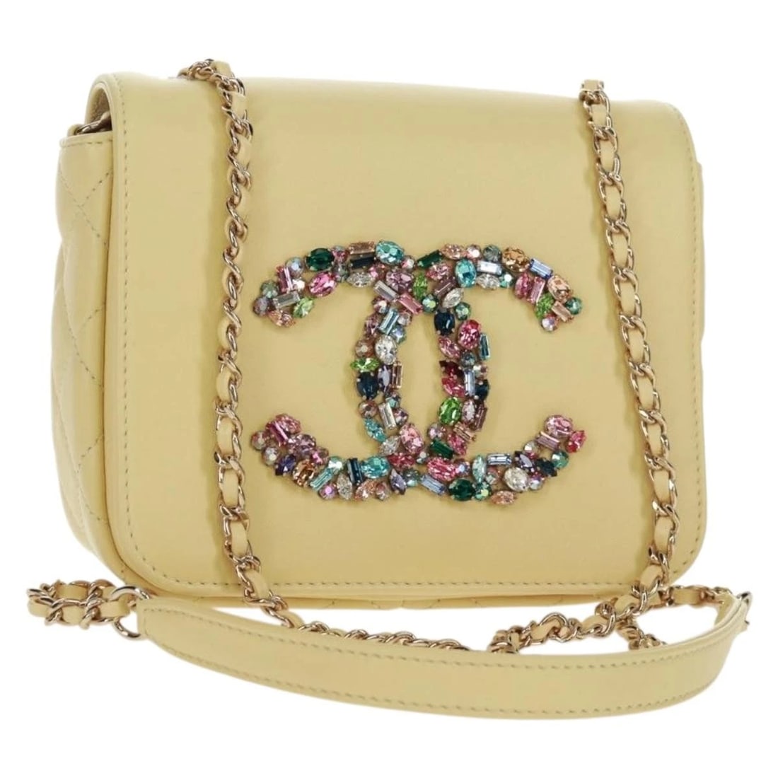 CHANEL MATELASSE CHAIN SHOULDER BAG LAMB SKIN YELLOW GOLD: CHANEL Matelasse Chain Shoulder Bag Lamb Skin Yellow Gold Brand: CHANEL Type: Shoulder Bag Material: Leather/Lamb Skin Color: Yellow/Gold Size: W6.7 x H5.1 x D2.0inch(Approx) Shoulder Drop:21.7inc