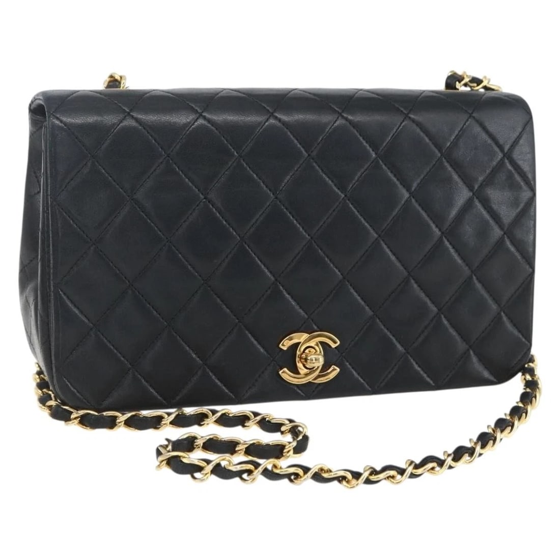 CHANEL MATELASSE CHAIN SHOULDER BAG LAMB: CHANEL Matelasse Chain Shoulder Bag Lamb Brand: CHANEL Type: Shoulder Bag Material: Leather/Lamb Skin Color: Black/Gold Size: W9.1 x H5.5 x D2.8inch(Approx) Shoulder Drop:17.7inch(Approx) Accesso