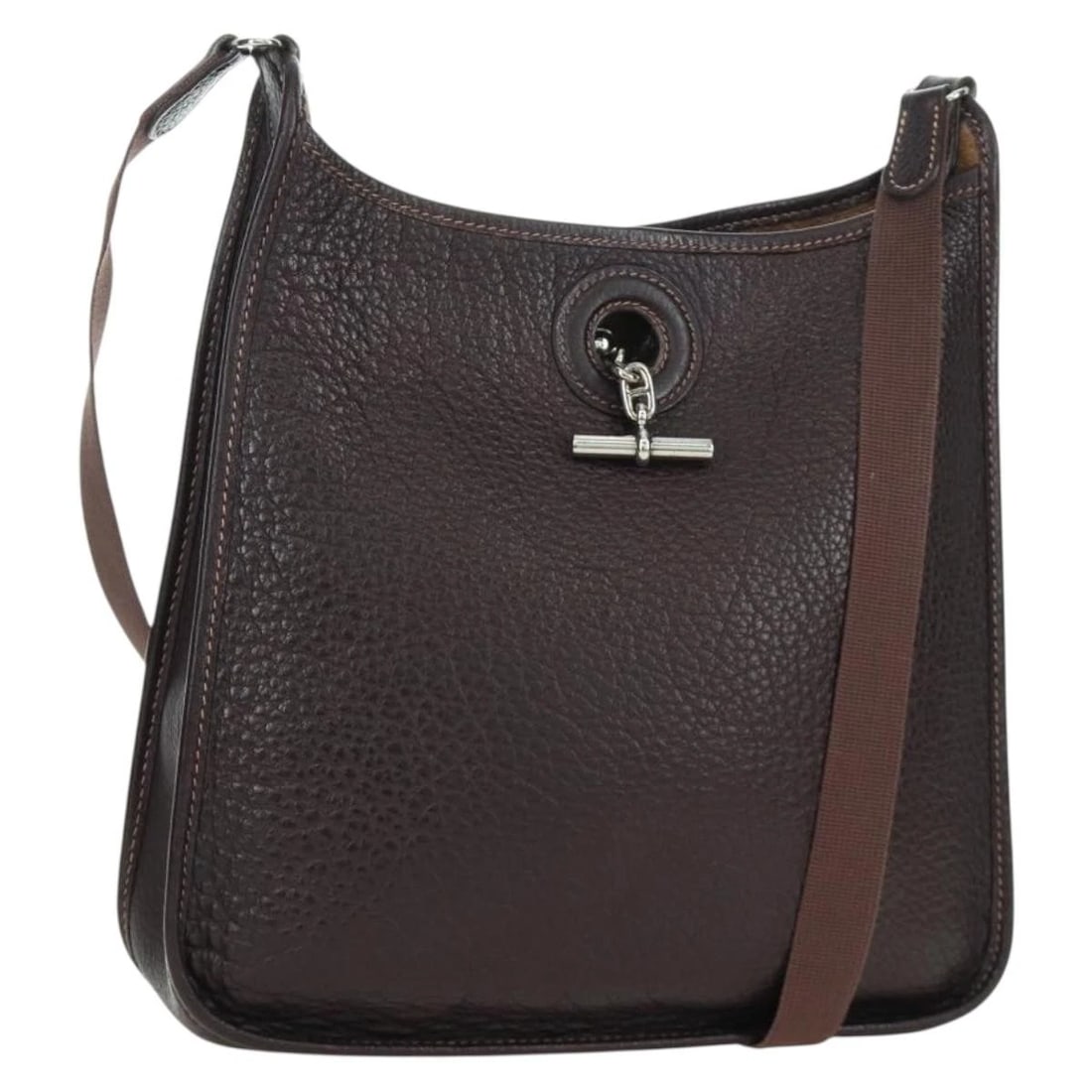HERMES VESPA SHOULDER BAG LEATHER BROWN SILVER: HERMES Vespa Shoulder Bag Leather Brown Silver Brand: HERMES Type: Shoulder Bag Material: Leather Color: Brown/Silver Size: W11.0 x H10.2 x D2.8inch(Approx) Shoulder Drop:17.7inch(Approx) Accesso