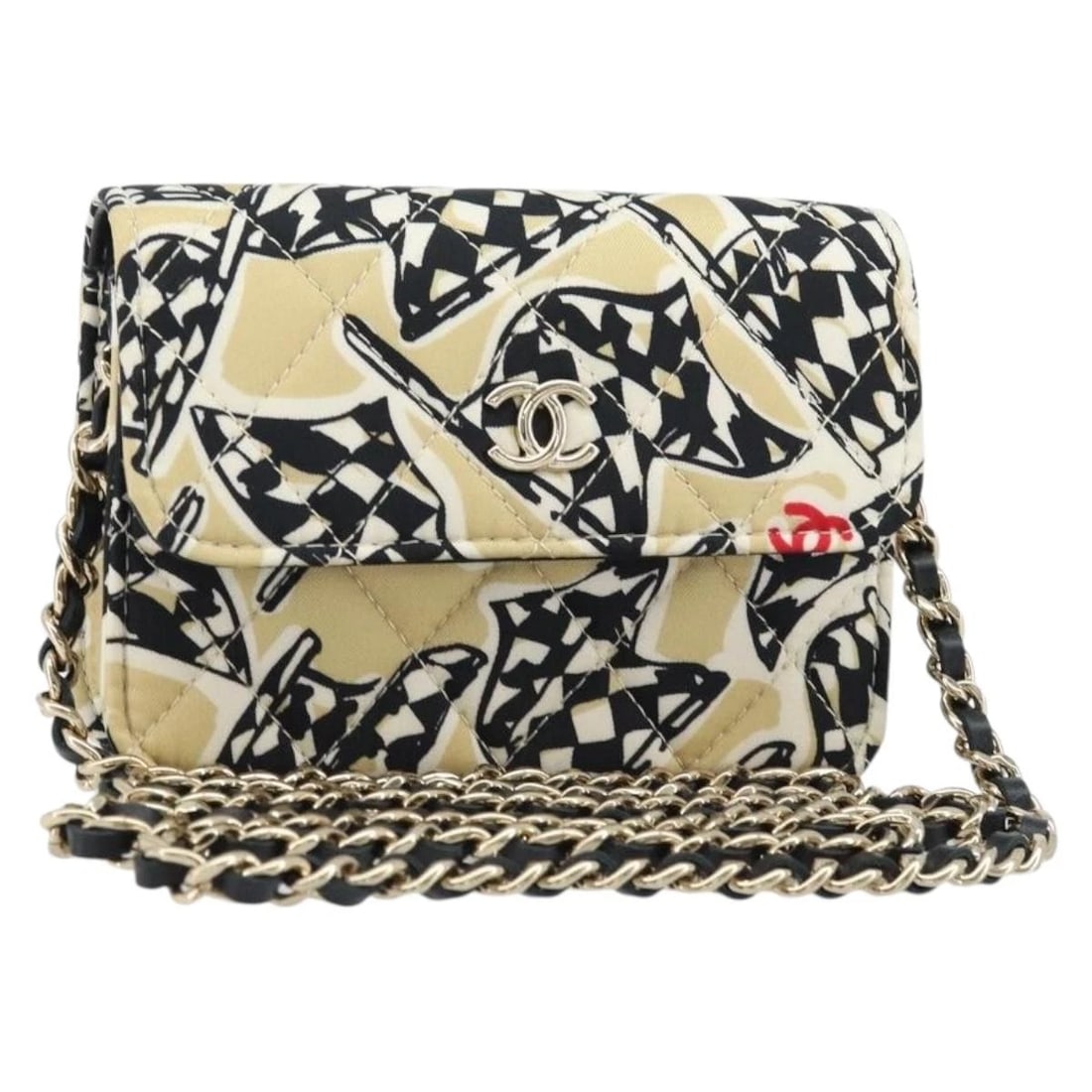 CHANEL CHAIN MINI MATELASSE 12 SHOULDER BAG: CHANEL Chain Mini Matelasse 12 Shoulder Bag Brand: CHANEL Type: Shoulder Bag Material: Satin Color: Beige/Gold Size: W4.7 x H3.1 x D1.2inch(Approx) Shoulder Drop:21.7inch(Approx) Accessories: Non