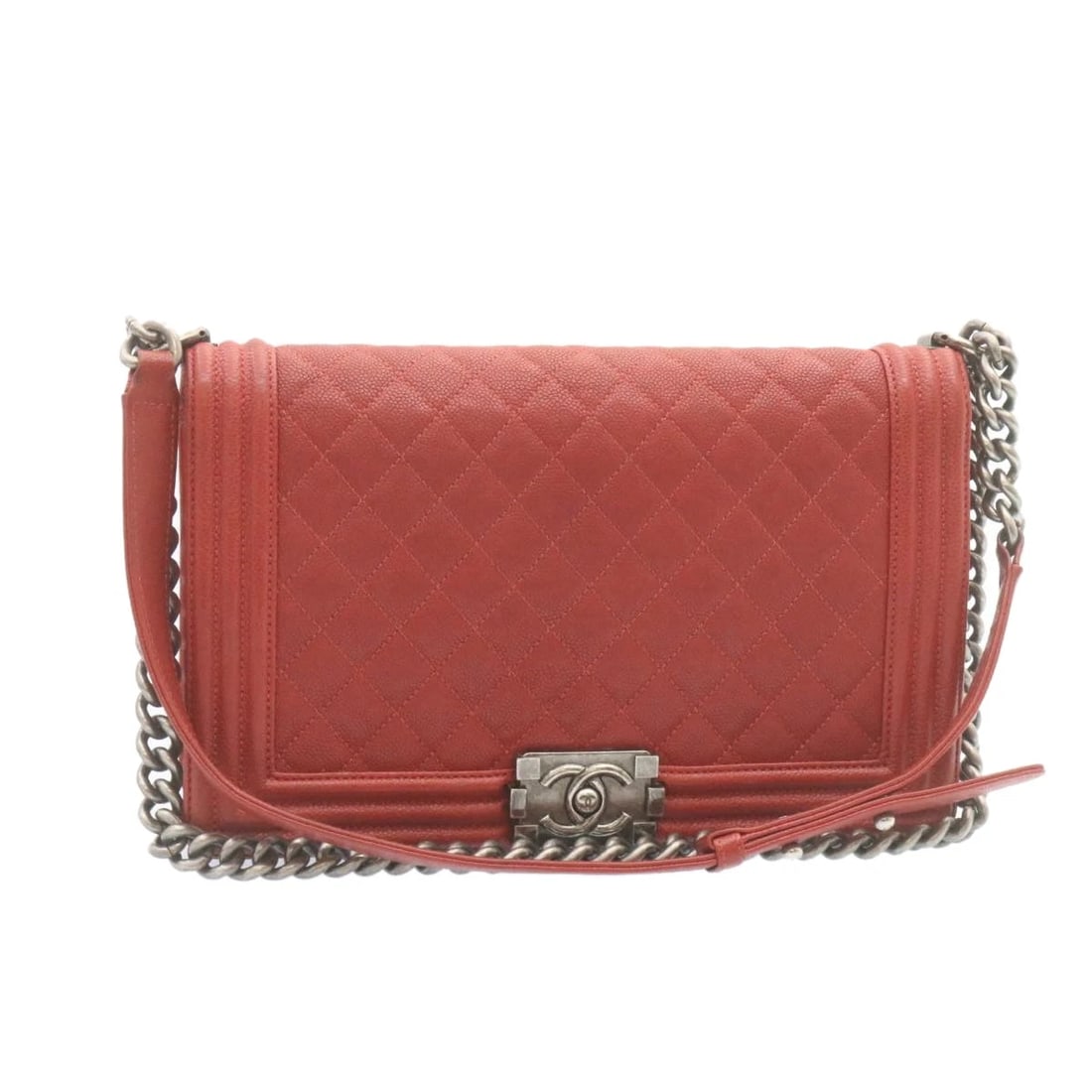 CHANEL BOY CHANEL MATELASSE CHAIN FLAP SHOULDER BAG: CHANEL Boy Chanel Matelasse Chain Flap Shoulder Bag Brand: CHANEL Type: Shoulder Bag Material: Leather Color: Red Size: W11.0 x H6.7 x D3.1inch(Approx) Shoulder Drop:11.0 - 17.3inch(Approx) Acces