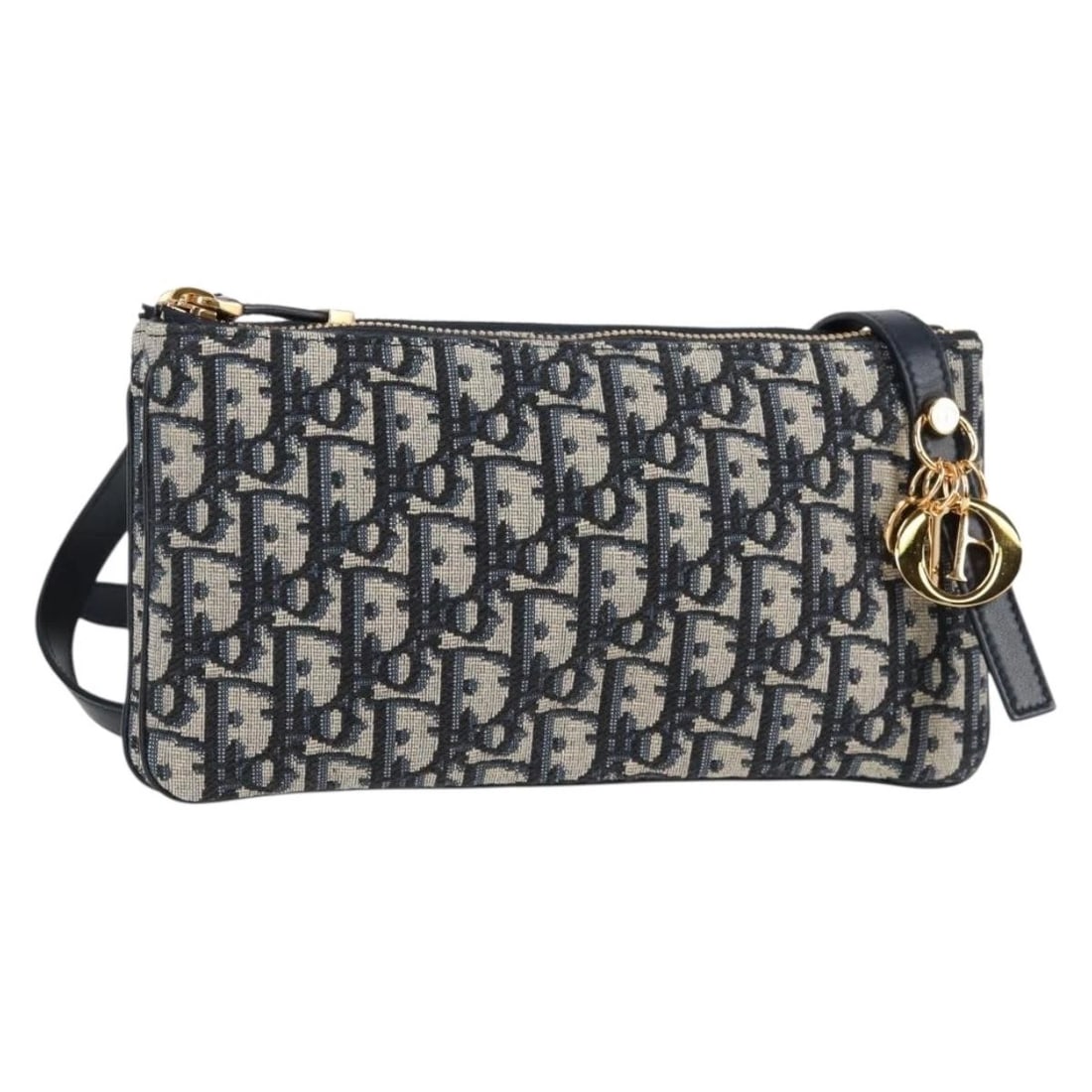 CHRISTIAN DIOR TROTTER CANVAS SHOULDER BAG: Christian Dior Trotter Canvas Shoulder Bag Brand: Christian Dior Type: Shoulder Bag Material: Trotter Canvas Color: Navy/Gold Size: W9.1 x H4.7 x D0.8inch(Approx) Shoulder Drop:20.5 - 22.4inch(App