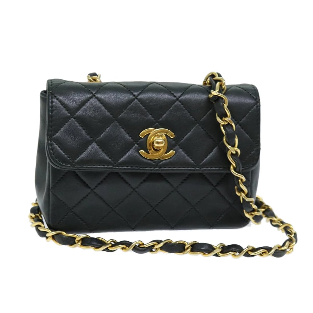 CHANEL MINI MATELASSE TURN LOCK CHAIN BAG LAMB: CHANEL Mini Matelasse Turn Lock Chain Bag Lamb Brand: CHANEL Type: Shoulder Bag Material: Lamb Skin Color: Black Size: W5.3 x H3.3 x D1.8inch(Approx) Shoulder Drop:22.0inch(Approx) Accessories: N