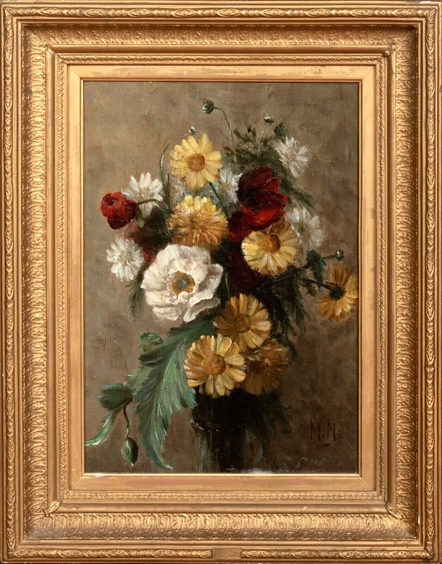 STILL LIFE OF A BOUQUET OF SUMMER FLOWERS OIL PAINTING (1 of 8)