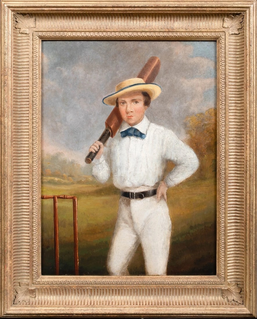 PORTRAIT OF BOY CRICKETER OIL PAINTING (1 of 8)
