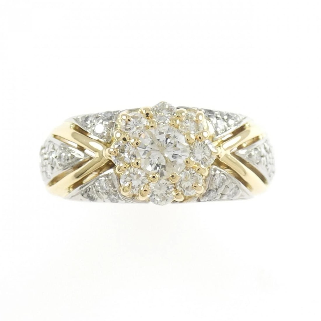 K18YG/PT900 DIAMOND RING - 2