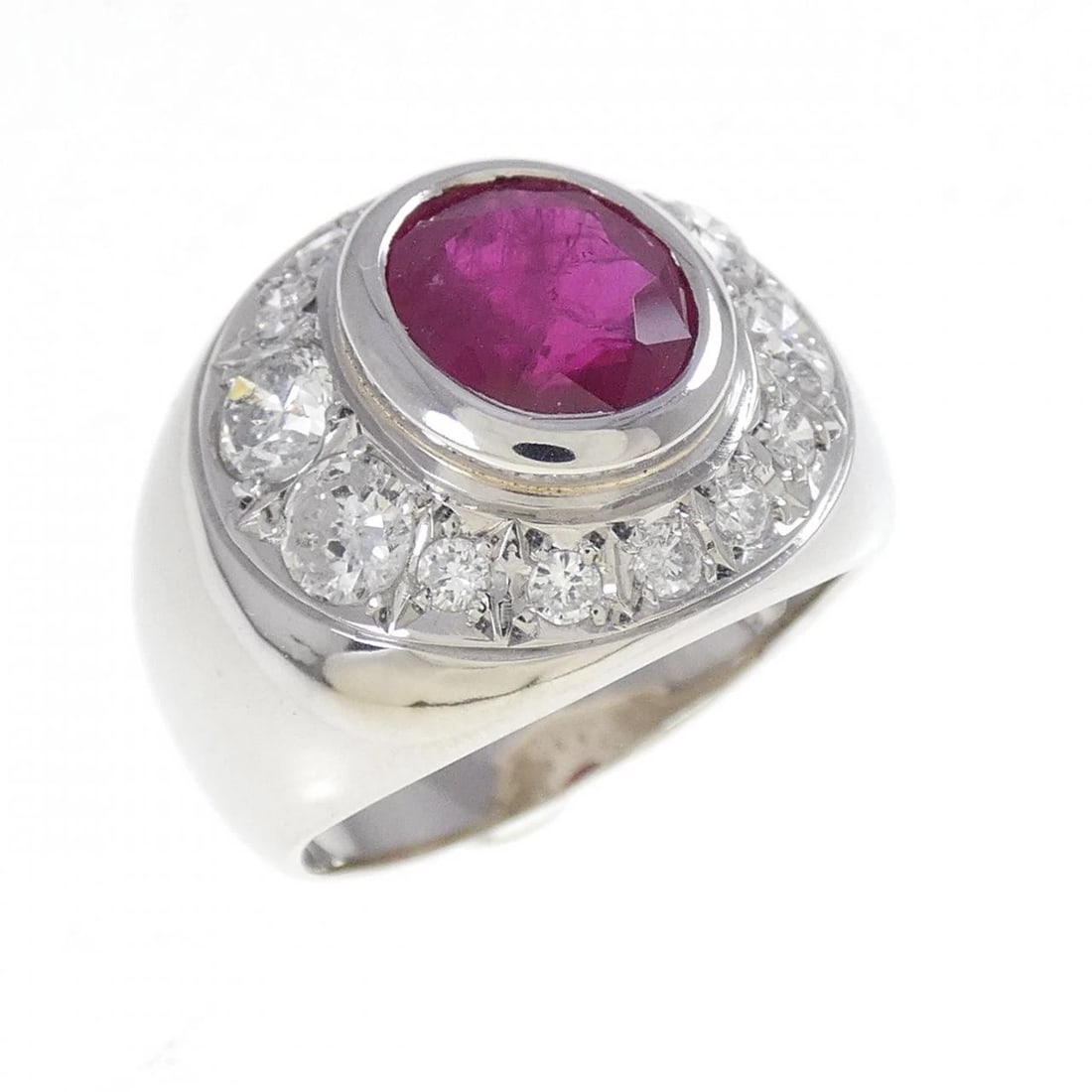 PT900 RUBY RING: PT900 Ruby Ring Brand: Unbranded Type: Ruby Ring Material: Platinum900, Main Stone/Creation Ruby Secondary Stone Natural Color: None Size: US6 1/4 Accessories: None Accessories Notice: When