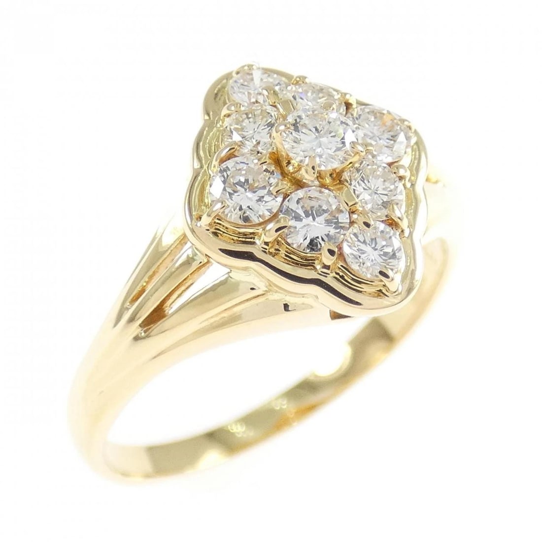 K18YG DIAMOND RING: K18YG Diamond Ring Brand: Unbranded Type: Diamond Ring Material: K18 yellow gold, Main Stone/Creation Natural Color: Yellow Gold Size: US7 1/4 Accessories: None Accessories Notice: When