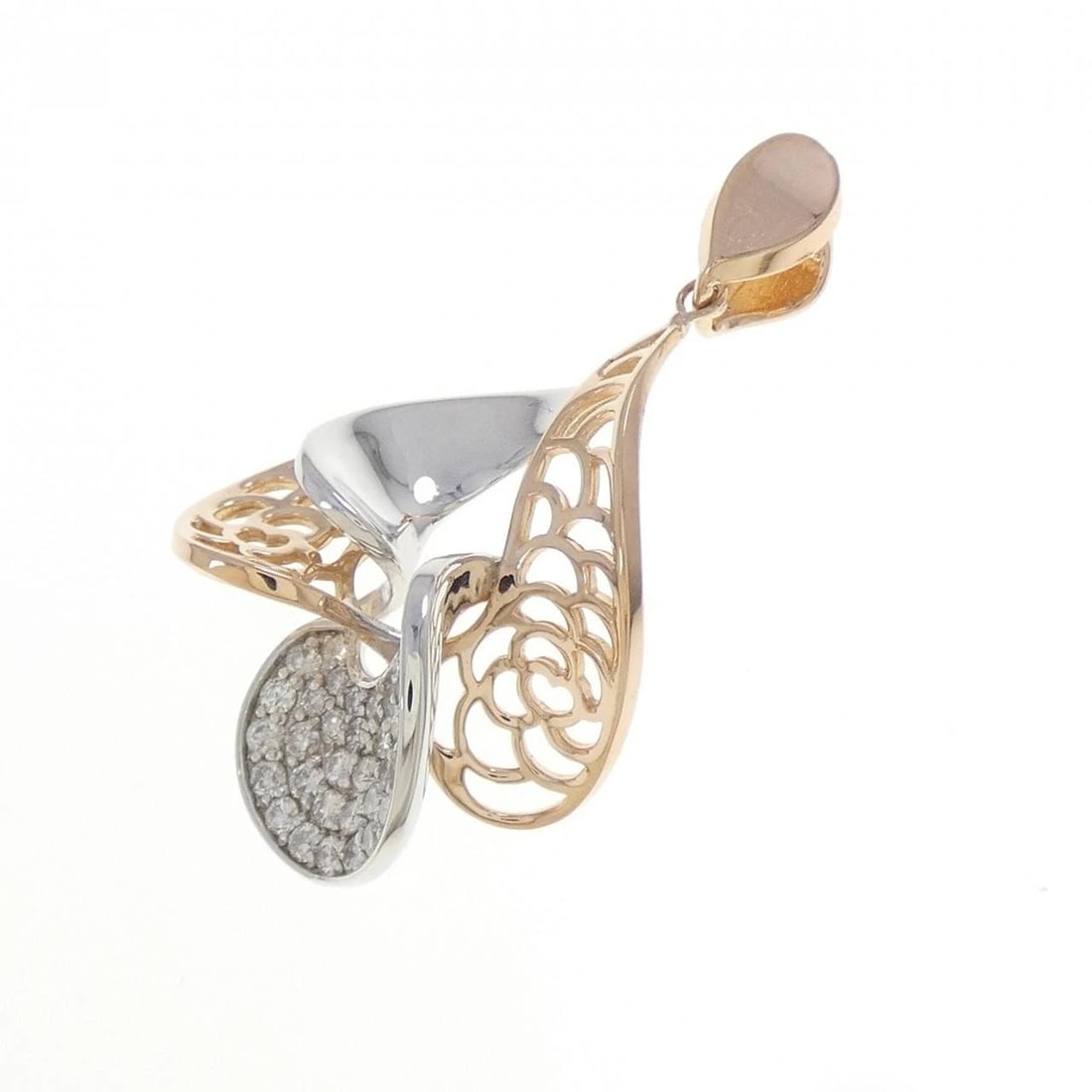 K18PG/K18WG DIAMOND PENDANT: K18PG/K18WG Diamond Pendant Brand: Unbranded Type: Diamond Pendant/Brooch Material: K18 Pink Gold / K18 White Gold, Main Stone/Creation Natural Color: PG,WG Size: Approx. height x width: