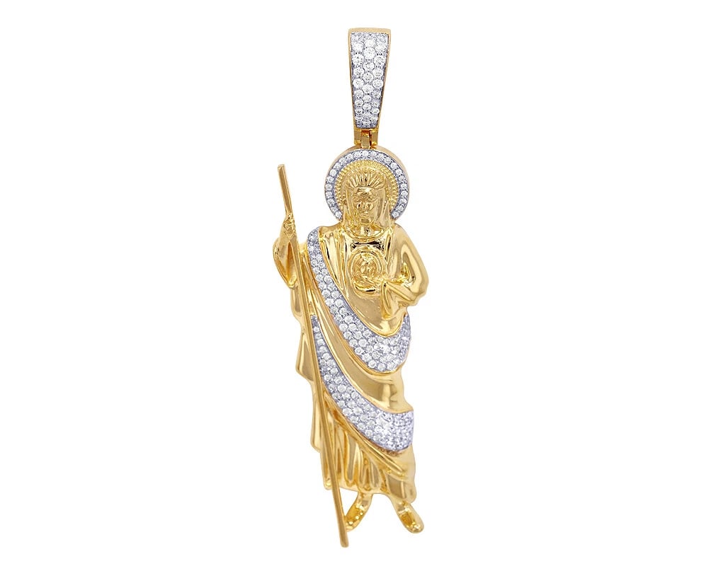 MEN'S ST JUDE REAL DIAMOND PENDANT 14K YELLOW GOLD (1 of 3)