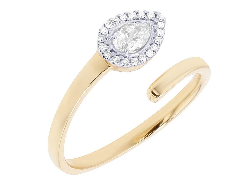 TEARDROP HEAD DIAMOND RING 14K YELLOW GOLD: Teardrop Head Diamond Ring 14K Yellow Gold Brand: None Type: Ring Material: 14K Yellow Gold, Main Stone/Creation Natural Color: Main Stone Color White Size: 8 US Accessories: None Accessor