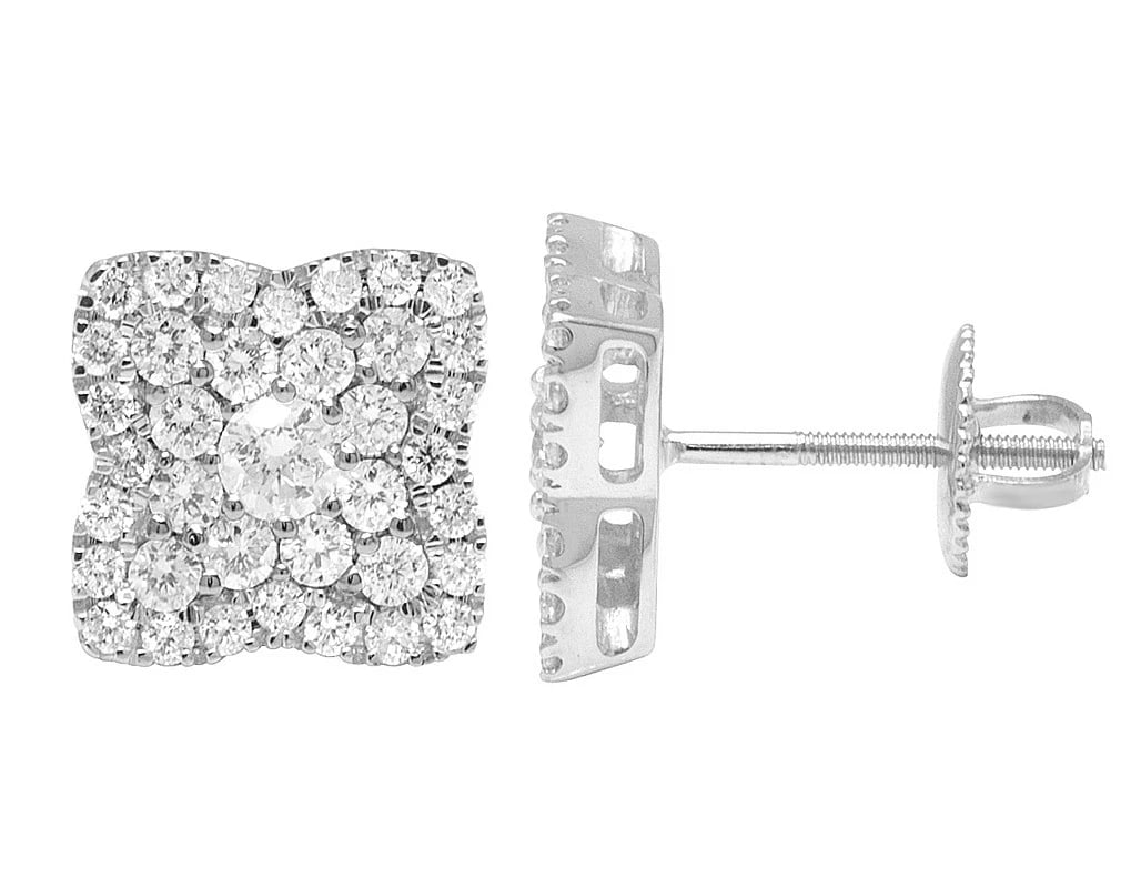 10K CLOVER STUD REAL DIAMOND EARRINGS: 10K Clover Stud Real Diamond Earrings Brand: None Type: Earring Material: 10K White Gold, Main Stone/Creation Natural Color: White Size: Dimension 10MM Accessories: None Accessories Notice