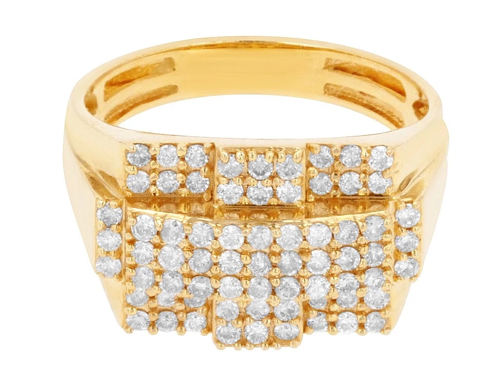 RECTANGULAR CLUSTER REAL DIAMOND PINKY RING - 2