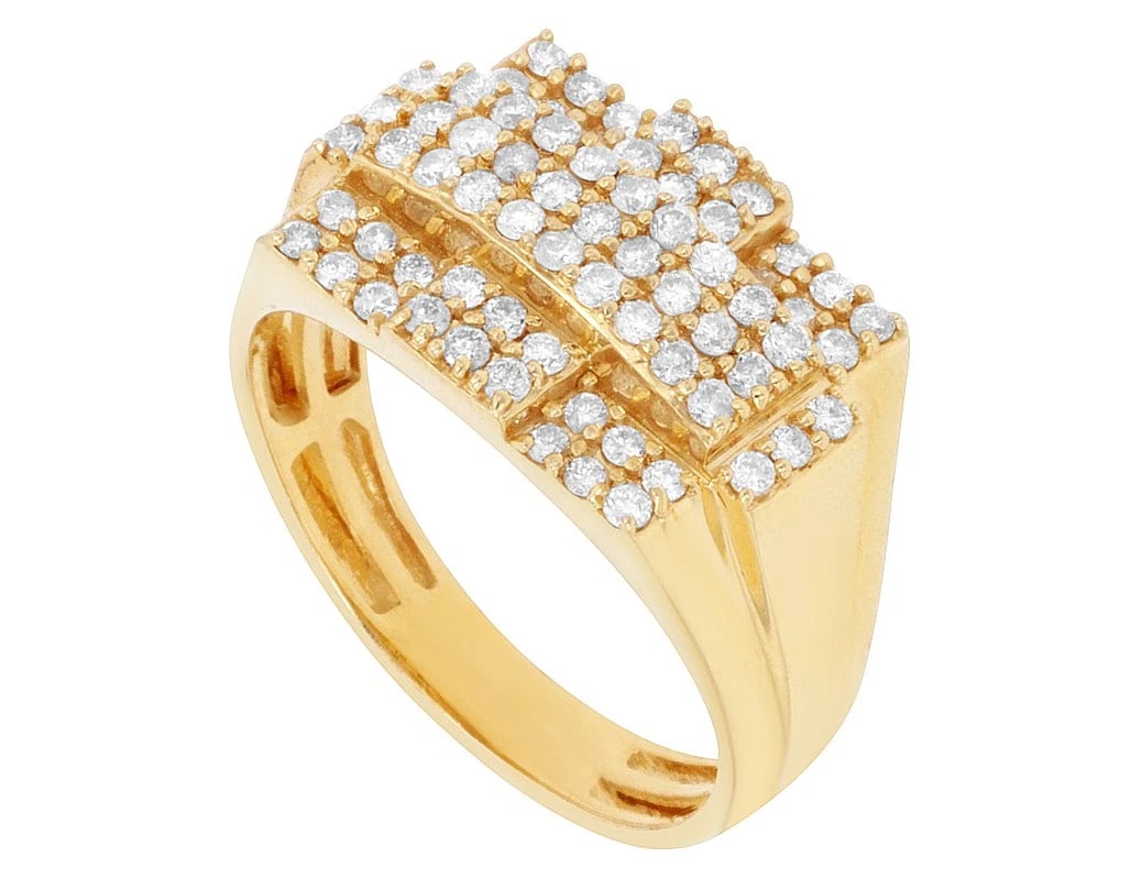RECTANGULAR CLUSTER REAL DIAMOND PINKY RING - 3