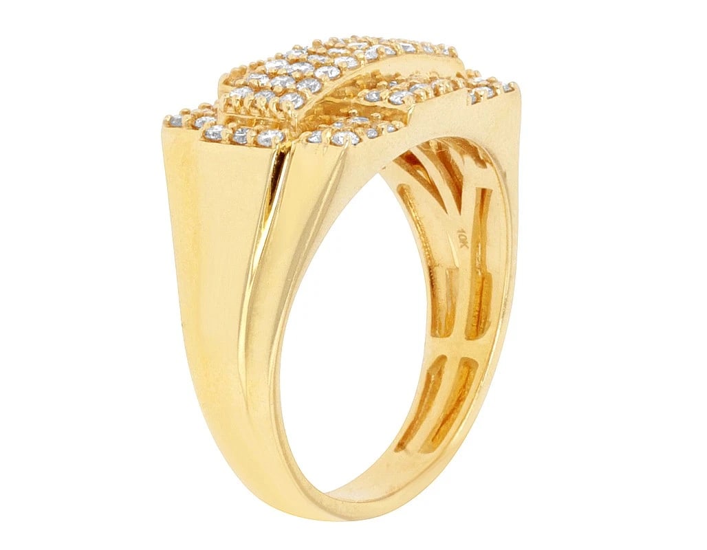 RECTANGULAR CLUSTER REAL DIAMOND PINKY RING - 4