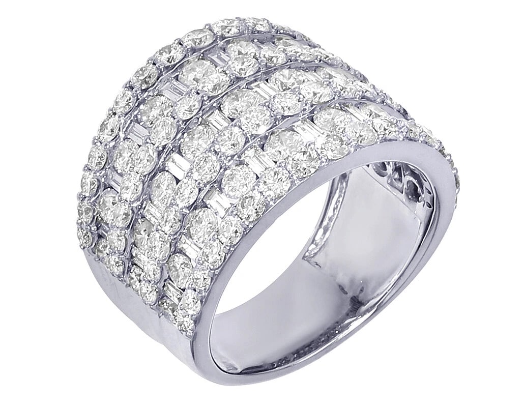 LADIES BAGUETTE REAL DIAMOND BAND RING 14K WHITE GOLD (1 of 5)