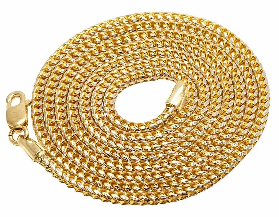 10K YELLOW GOLD DIAMOND CUT FRANCO BOX LINK CHAIN NECKLACE (1 of 2)