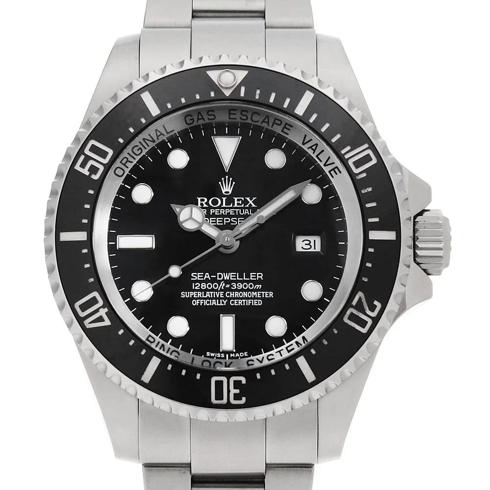 ROLEX DEEP SEA BLACK WATCH: ROLEX Deep sea black Watch Brand: ROLEX Type: Wrist watch Material: Band Material Stainless Steel, Case Material Stainless Steel Color: Dial Color Black Size: Case:W44mm Circumference of Wrist:20.