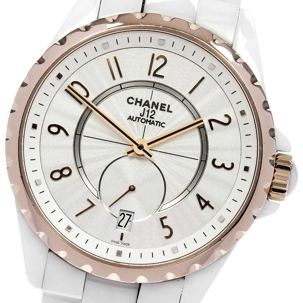CHANEL J12 WHITE CERAMIC SILVER WATCH: CHANEL J12 White Ceramic Silver Watch Brand: CHANEL Type: Wristwatch Material: Band Material ceramic, Case Material Stainless Steel/Ceramic/PG Color: Band Color white, Dial Color Silver, Case Color