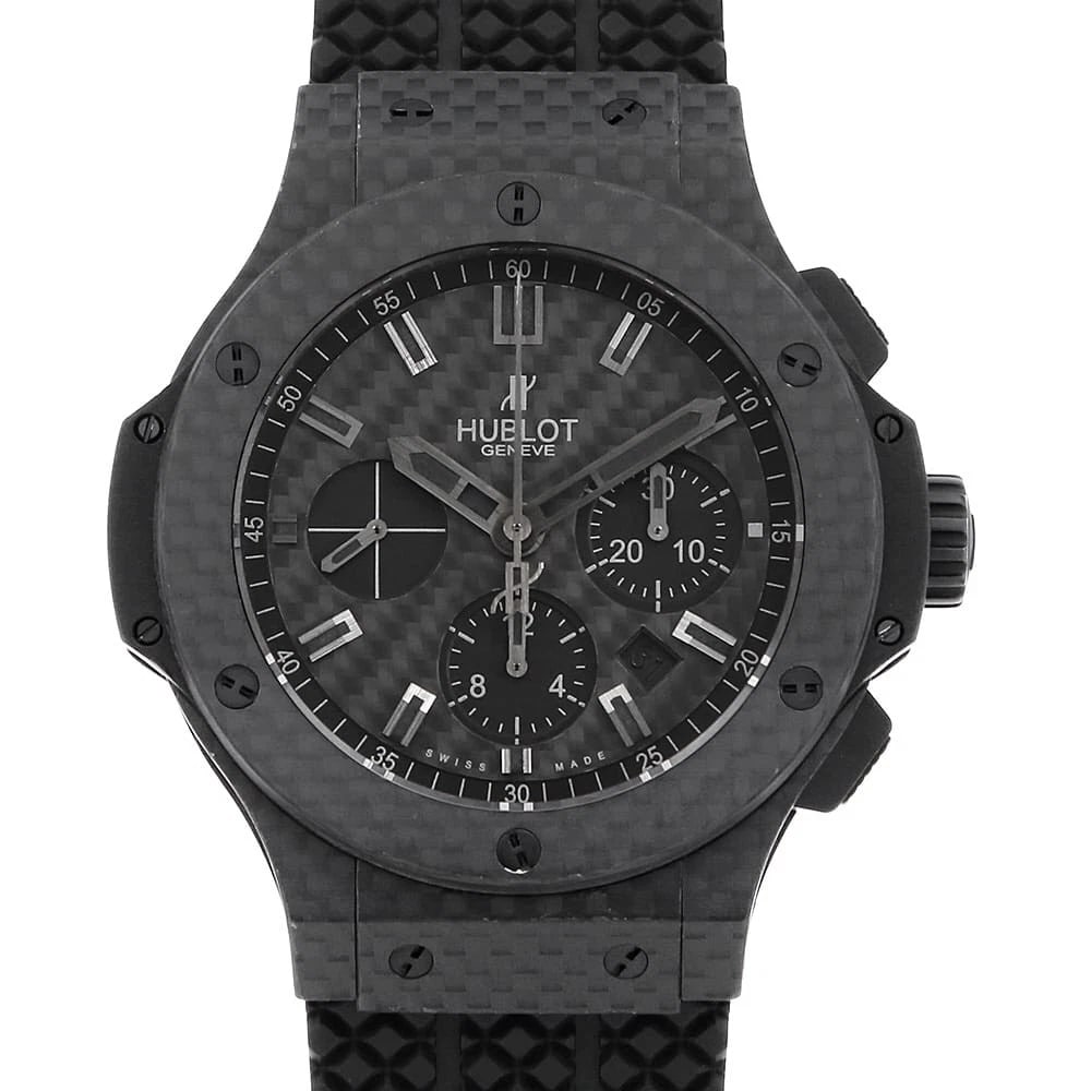 HUBLOT BIG BANG BLACK WATCH: HUBLOT Big Bang Black Watch Brand: HUBLOT Type: Wrist watch Material: Band Material rubber, Case Material Carbon Color: Dial Color Black Size: Case:W44mm Accessories: None Accessories Notice: