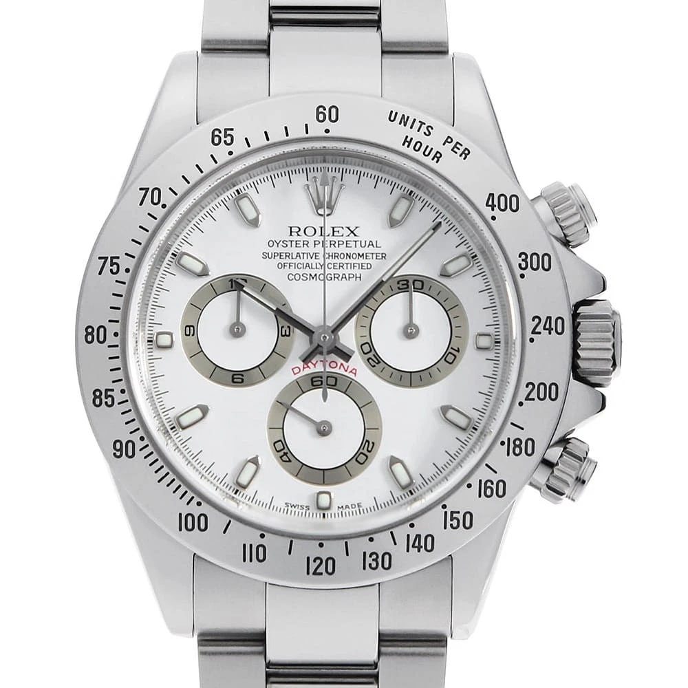 ROLEX COSMOGRAPH WHITE WATCH: ROLEX Cosmograph white Watch Brand: ROLEX Type: Wrist watch Material: Band Material Stainless Steel, Case Material Stainless Steel Color: Dial Color White Size: Case:W40mm Circumference of Wrist:1