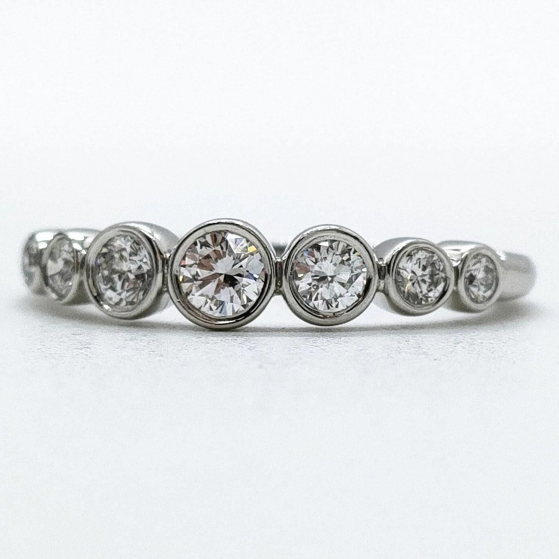 TIFFANY AND CO. RING JAZZ GRADUATED NATURAL DIAMOND PLATINUM: Tiffany and Co. Ring Jazz Graduated Natural Diamond Platinum Brand: Tiffany and Co. Type: Ring Material: Platinum, Color: Platinum Size: US 6 1/4 Accessories: None Accessories Notice: When