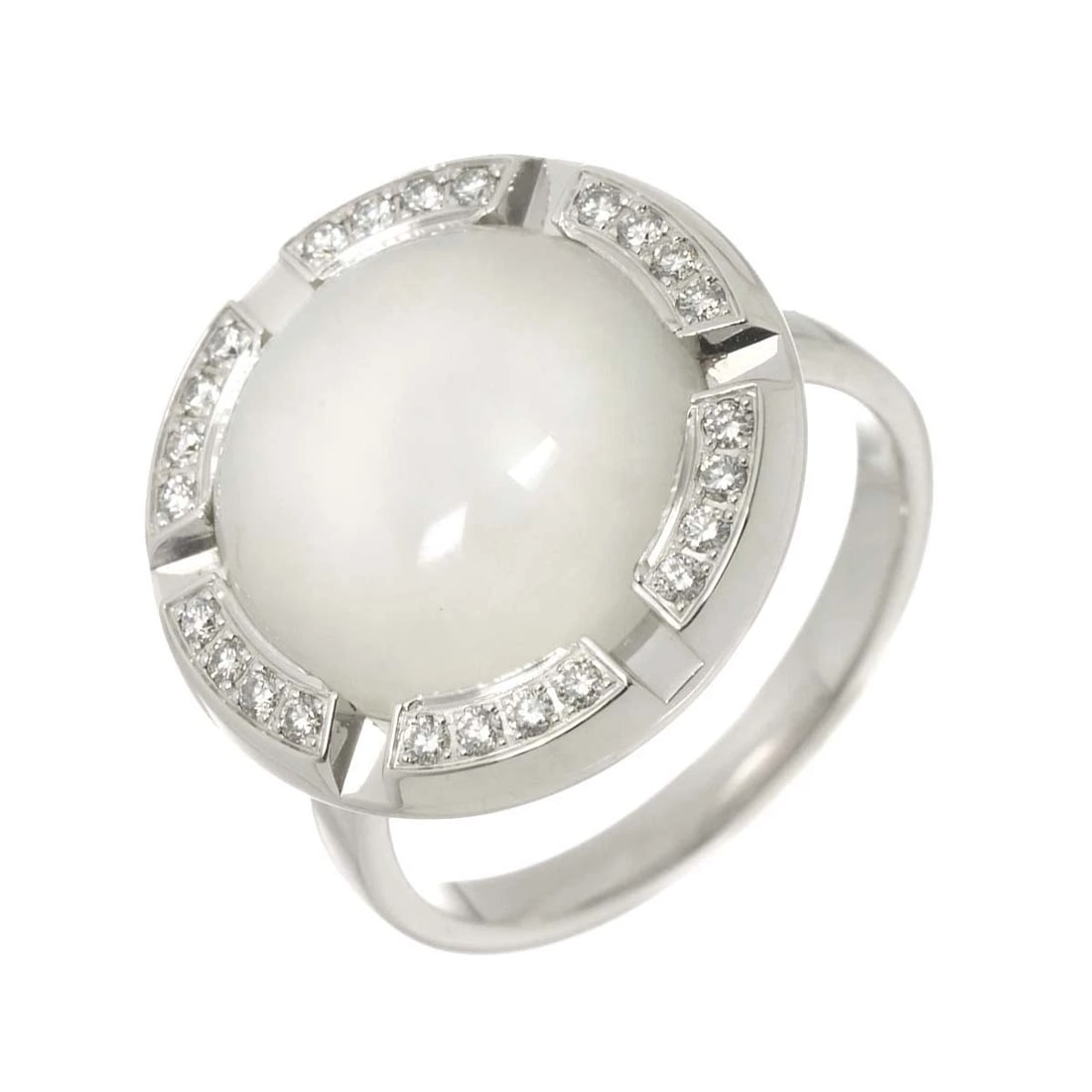 CHAUMET CLASS ONE CRUISE MOONSTONE DIAMOND RING: CHAUMET Class One Cruise Moonstone Diamond Ring Brand: CHAUMET Type: Ring Material: 18K White Gold, Color: White Gold Size: 52/6(US) Accessories: None Accessories Notice: When purchasing p
